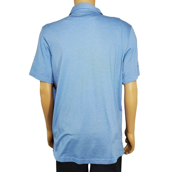 Travis Mathew Mens XLarge Blue Striped Short Sleeve Polo Shirt Arm Emblem EUC - Picture 4 of 6